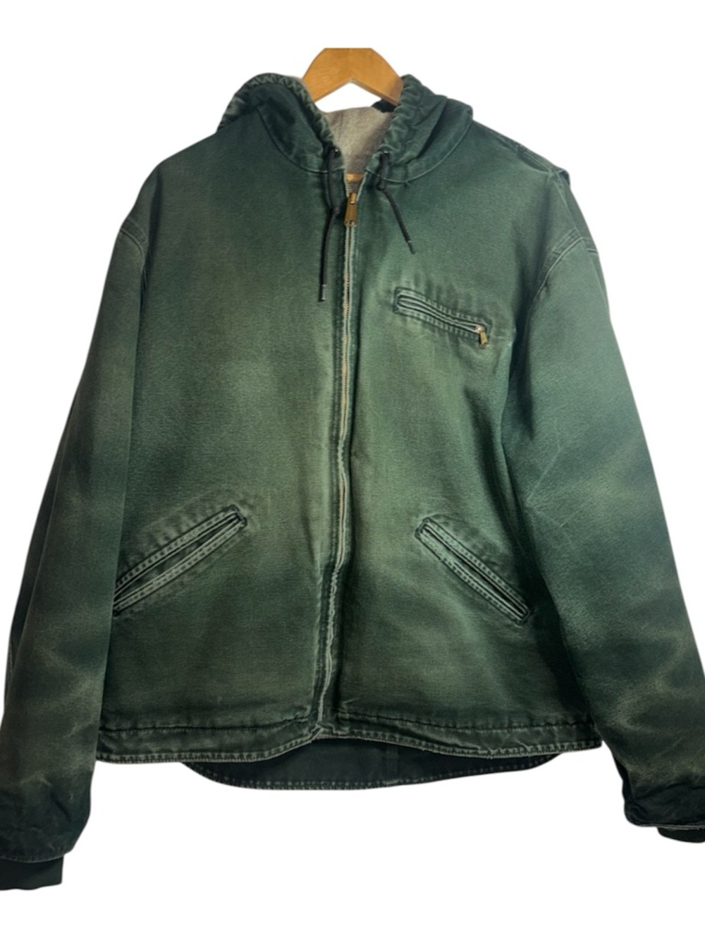 Carhartt J141 SPC Spruce Green XL Duck Canvas Sherpa Lined Hooded Jacket